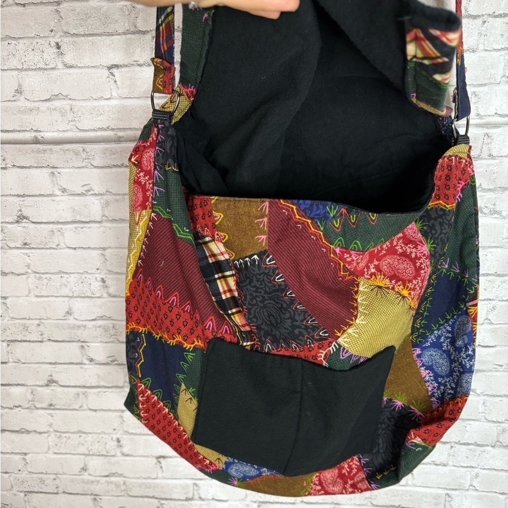 Boho Patchwork Print Messenger Crossbody Bag - Picture 4 of 6